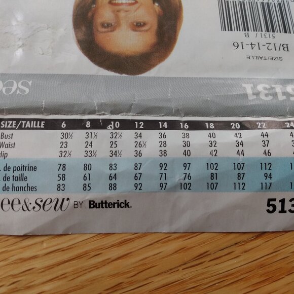 Jacket and Skirt Suit Sewing Pattern Size 12-16 See & Sew 5131 Vintage 90s UNCUT - Picture 4 of 9